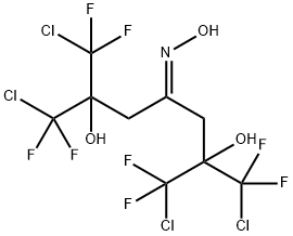 2,6-bis(chlorodifluoromethyl)-1,7-dichloro-2,6-dihydroxy-1,1,7,7-tetrafluo ro-4-heptanon oxime Struktur