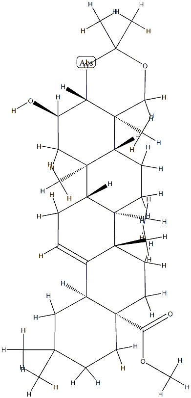 2α-Hydroxy-3β,23-[(1-methylethylidene)bis(oxy)]olean-12-en-28-oic acid methyl ester Struktur