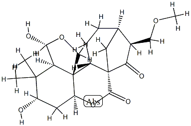 (2S,10bS)-1,2,3,3aβ,8,9,10,10aα,13,13aβ-Decahydro-2,13β-dihydroxy-1,1-dimethyl-7α-methoxymethyl-5H-5aβ,8β-methanocyclohepta[c]furo[3,4-e][1]benzopyran-5,6(7H)-dione Struktur