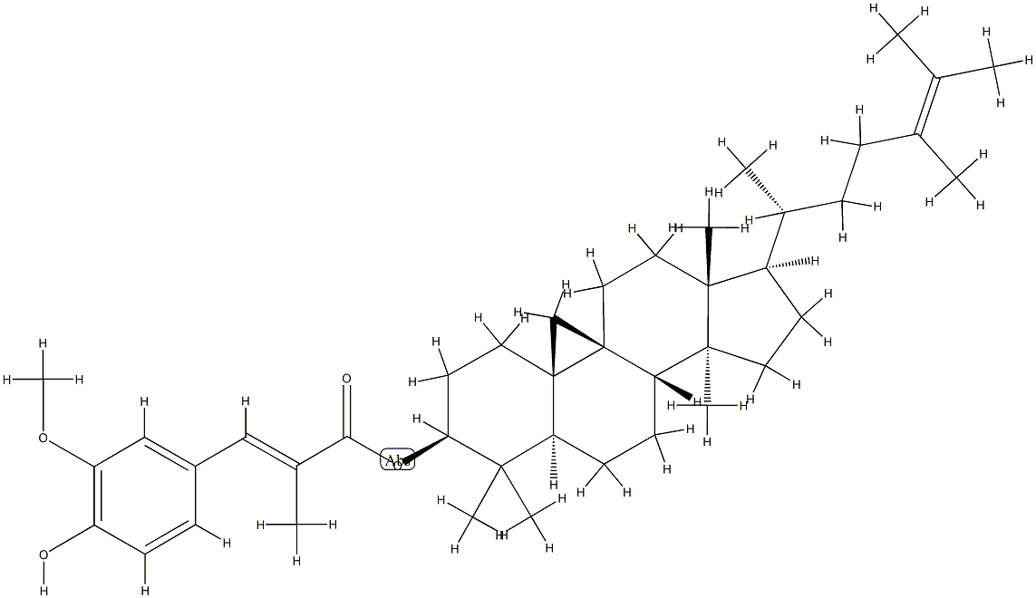 24-Methyl-9β,19-cyclolanost-24-en-3β-ol 3-(4-hydroxy-3-methoxyphenyl)-2-methylpropenoate Struktur