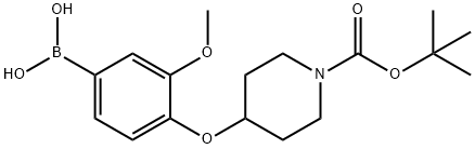 4-(1-BOC-piperidin-4-yloxy)-3-Methoxyphenylboronic Struktur