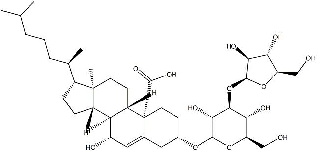 3β-[(3-O-β-D-Arabinofuranosyl-β-D-glucopyranosyl)oxy]-7β-hydroxycholest-5-en-19-oic acid Struktur