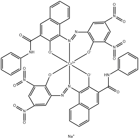 Chromate(1-), bis[3-hydroxy-4-[(2-hydroxy- 3,5-dinitrophenyl)azo]-N-phenyl-2-naphthalenecarboxamidato (2-)]-, sodium Struktur