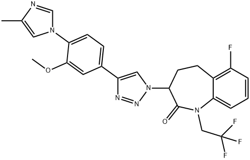 2H-1-BENZAZEPIN-2-ONE 6-FLUORO-1,3,4,5-TETRAHYDRO-3-[4-[3-METHOXY-4-(4-METHYL-1H-IMIDAZOL-1-YL)PHENYL]-1H-1,2,3-TRIAZOL-1-YL]-1-(2,2,2-TRIFLUOROETHYL)- Structure