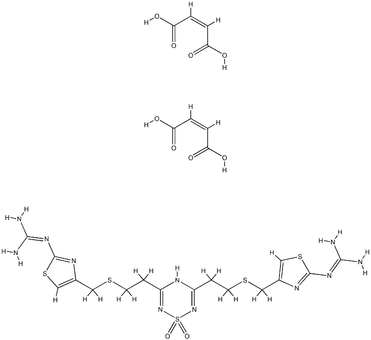 N,N'''-[2H-1,2,4,6-Thiatriazine-3,5-diylbis(2,1-ethanediylthiomethylene-4,2-thiazolediyl)]bisguanidine S,S-dioxide (Z)-2-butenedioate (1:2) Struktur