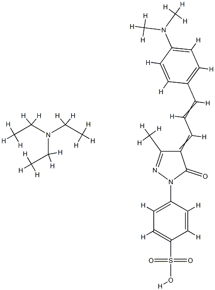 Benzenesulfonic acid, 4-[4-[3-[4-(dimethylamino)phenyl]-2-propenylidene]-4,5-dihydro-3-methyl-5-oxo-1H-pyrazol-1-yl]-, compd. with N,N-diethylethanamine Struktur