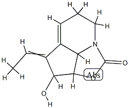 1H-2-Oxa-7a-azacyclopent[cd]inden-1-one,  4-ethylidene-2a,3,4,6,7,7b-hexahydro-3-hydroxy-,  [2aS-(2a-alpha-,3-alpha-,4E,7b-alpha-)]-  (9CI) Struktur