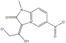 3-(Chloroacetyl)-2-oxylato-1-methyl-6-nitroimidazo[1,2-a]pyridin-4-ium Struktur