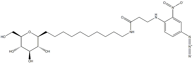 10-N-(N-(4-azido-2-nitrophenyl)-beta-alanyl)amino-1-decylglucopyranoside Struktur