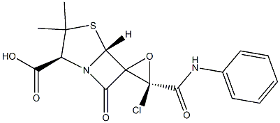 3-chloro-3',3'-dimethyl-7'-oxo-3-((phenylamino)carbonyl)spiro(oxirane-2,6'-(4)thia(1)azabicyclo(3.2.)heptane)-2'-carboxylic acid Struktur