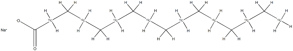 Sodium  hexadecanoate-2,4,6,8,10,12,14,16-13C8,  Hexadecanoic  acid-2,4,6,8,10,12,14,16-13C8  sodium  salt,  Palmitic  acid-2,4,6,8,10,12,14,16-13C8  sodium  salt Struktur