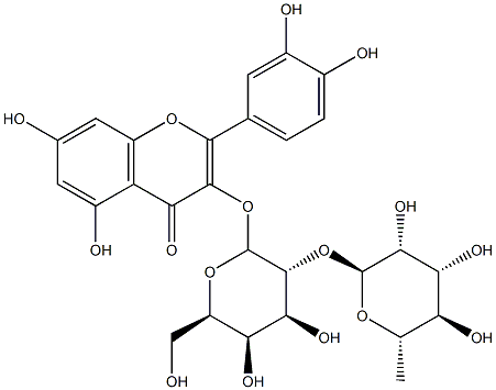 quercetin 3-O-alpha-rhamnopyranosyl-(1-2)-beta-galactopyranoside Struktur