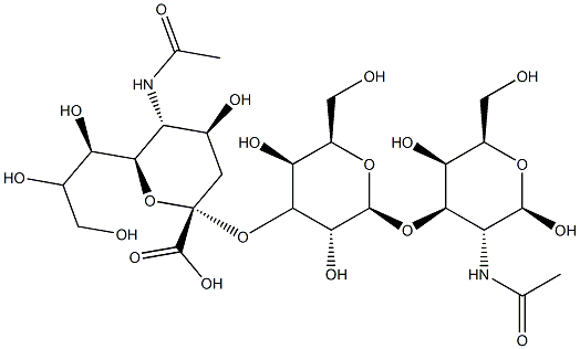 O-(5-acetamido-3,5-didesoxyglycerogalacto-2-nonuloyranosyluronic)-(2-3)-O-galactoyranosyl-(1-3)-2-acetamido-2-desoxygalactopyranose Struktur