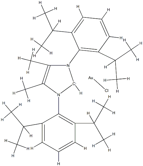 Chloro{1,3-bis[2,6-bis(1-methylethyl)phenyl]-1,3-dihydro-4,5-dimethyl-2H-imidazol-2-ylidene}gold(I) Struktur