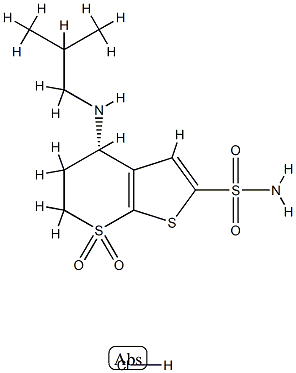 4H-Thieno[2,3-b]thiopyran-2-sulfonamide,5,6-dihydro-4-[(2-methylpropyl)amino]-, 7,7-dioxide, hydrochloride (1:1), (4S)- Struktur