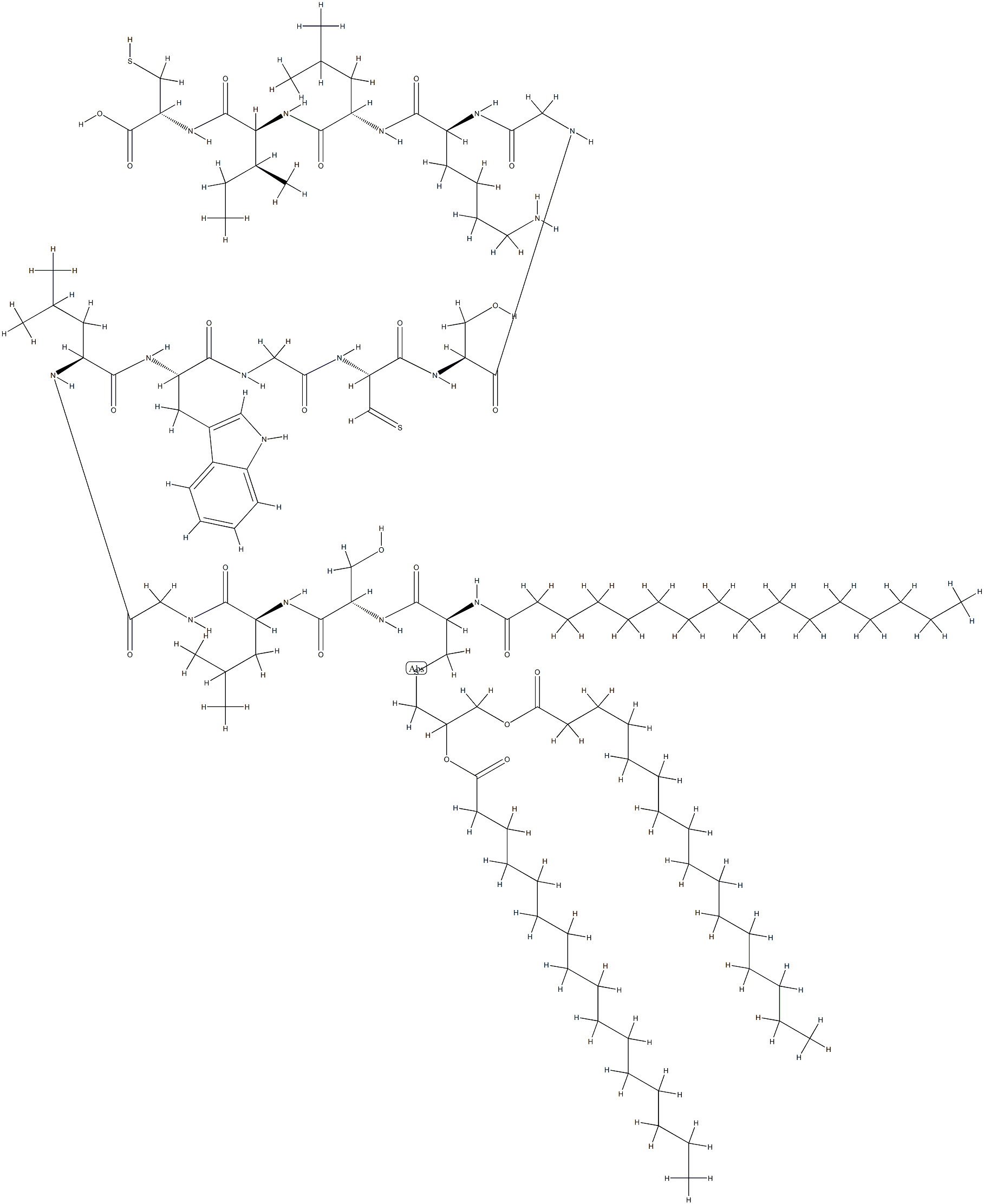 palmitoyl(3)-cysteinyl-seryl-(HIV-1(598-609)cyclic disulfide) Struktur