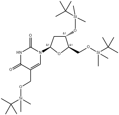 3',5'-Bis-O-[(1,1-diMethylethyl)diMethylsilyl]-α-[[(1,1-diMethylethyl)diMethylsilyl]oxy]thyMidine Struktur