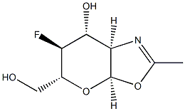 2-methyl-(3,6-di-O-acetyl-1,2,4-trideoxy-4-fluoroglucopyrano)-(2,1-d)-2-oxazoline Struktur