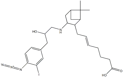 9,11-dimethylmethano-11,12-methano-16-(3-iodo-4-azidophenyl)-13,14-dihydro-13-aza-15-tetranorthromboxane A2 Struktur