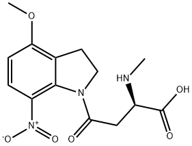 (R)-α-Methylamino-2,3-dihydro-4-methoxy-7-nitro-γ-oxo-1H-indole-1-butanoicacid Struktur