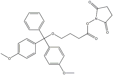 N-succinimidyl-4-O-(4,4'-dimethoxytrityl)butyrate Struktur