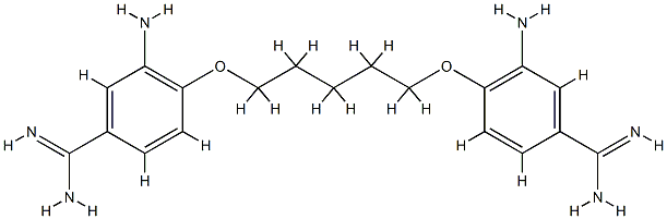 3-amino-4-[5-(2-amino-4-carbamimidoyl-phenoxy)pentoxy]benzenecarboximi damide Struktur