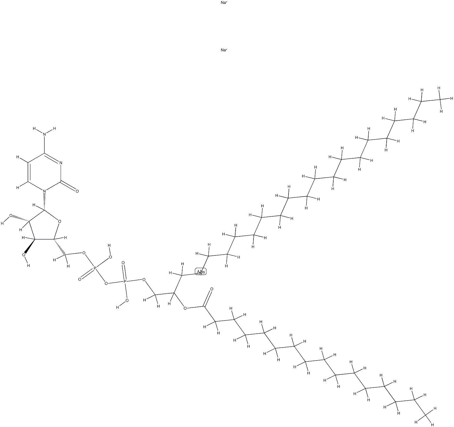 ara-CDP-1-S-octadecyl-2-O-palmitoyl-1-thioglycerol Struktur