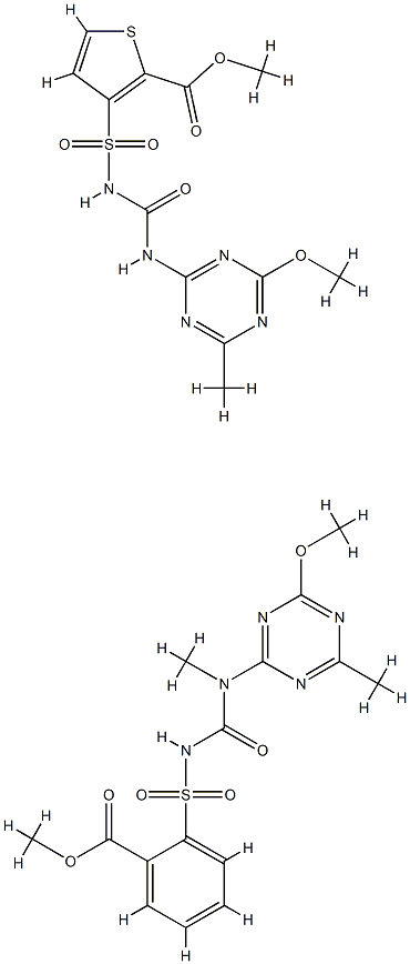 methyl 3-[(4-methoxy-6-methyl-1,3,5-triazin-2-yl)carbamoylsulfamoyl]th iophene-2-carboxylate, methyl 2-[[(4-methoxy-6-methyl-1,3,5-triazin-2- yl)-methyl-carbamoyl]sulfamoyl]benzoate Struktur