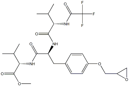 N-(trifluoroacetyl)valyl-O'-(2,3-epoxypropyl)tyrosyl-valine methyl ester Struktur