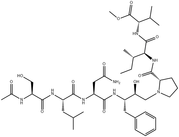 N-acetylseryl-leucyl-asparaginyl(phenylalanyl-hydroxyethylamino-prolyl)isoleucyl-valyl methyl ester Struktur