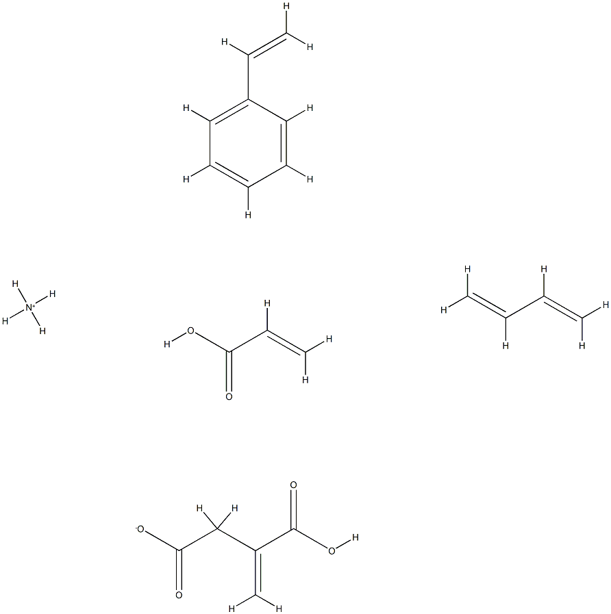 Butanedioic acid, methylene-, polymer with 1,3-butadiene, ethenylbenzene and 2-propenoic acid, ammonium salt Struktur