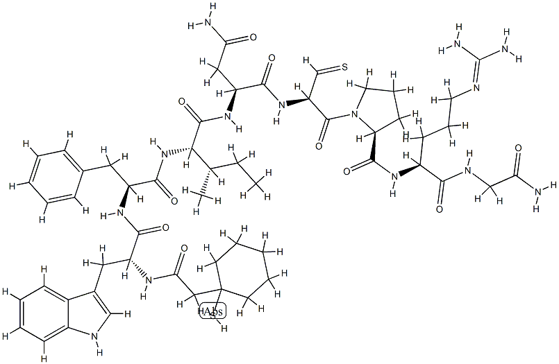 Oxytocin, beta-mercapto-beta,beta-cyclopentamethylenepropionic acid-tr yptophyl(2)-phenylalanyl(3)-isoleucyl(4)-arginine(8)- Struktur