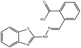 2-[2-(1,3-benzothiazol-2-yl)carbohydrazonoyl]benzoic acid Struktur