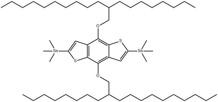 (4,8-Bis((2-octyldodecyl)oxy)benzo[1,2-b:4,5-b']dithiophene-2,6-diyl)bis(triMethylstannane) Struktur