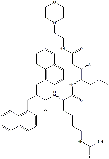 N-[(S)-1-[[[(1S,2S)-2-Hydroxy-1-(2-methylpropyl)-4-[[2-(4-morpholinyl)ethyl]amino]-4-oxobutyl]amino]carbonyl]-5-[[(methylamino)thioxomethyl]amino]pentyl]-α-(1-naphtylmethyl)-1-naphthalenepropionamide Struktur