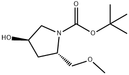 (2S,4R)-tert-butyl 4-hydroxy-2-(methoxymethyl)pyrrolidine-1-carboxylate Struktur