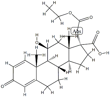 Androsta-1,4-diene-17-carboxylic acid, 17-[(ethoxycarbonyl)oxy]-11-hydroxy-3-oxo-, (11β,17α)- Struktur