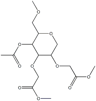 4-O-acetyl-1,5-anhydro-di-O-(methoxycarbonylmethyl)-O-methylglucitol Struktur