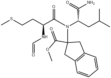 N-formylmethionyl-leucyl-2-aminoindane-2-carboxylic acid phenylalanine methyl ester Struktur