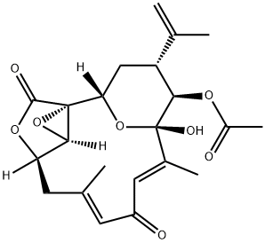 (1R,2S,4R,5R,6S,7Z,10Z,13R,17R)-5-Acetyloxy-6-hydroxy-7,11-dimethyl-4α-(1-methylethenyl)-14,16,18-trioxatetracyclo[11.2.2.12,6.01,17]octadeca-7,10-diene-9,15-dione Struktur