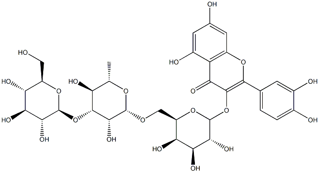 quercetin 3-glucosyl(1-3)rhamnosyl(1-6)galactoside Struktur