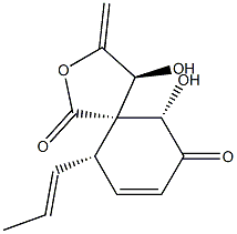 (4S,5R)-4β,10β-Dihydroxy-3-methylene-6β-[(E)-1-propenyl]-2-oxaspiro[4.5]dec-7-ene-1,9-dione Struktur