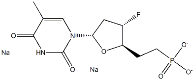 1-(2',3',5',6'-tetradeoxy-3'-fluoro-6'-phosphono-erythro-hexofuranosyl)thymine Struktur