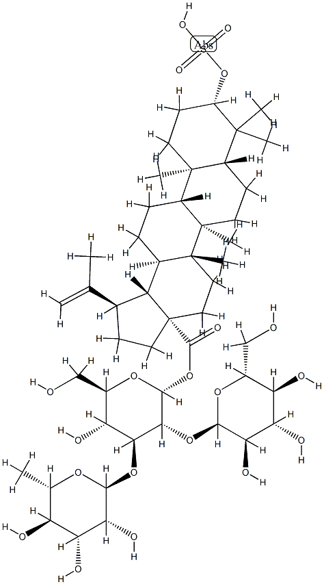 3-betulinic acid 3-O-sulfate 28-O-(rhamnopyranosyl(1-4)-O-glucopyranosyl(1-6))-glucopyranoside Struktur