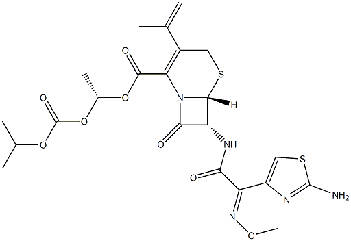 ((1-methyl)ethoxycarbonyloxy)-ethyl 7-(2-(2-amino-4-thiazole)-2-methoxyaminoacetamido)-3-(2-propenyl)-3-cephem-4-carboxylate Struktur