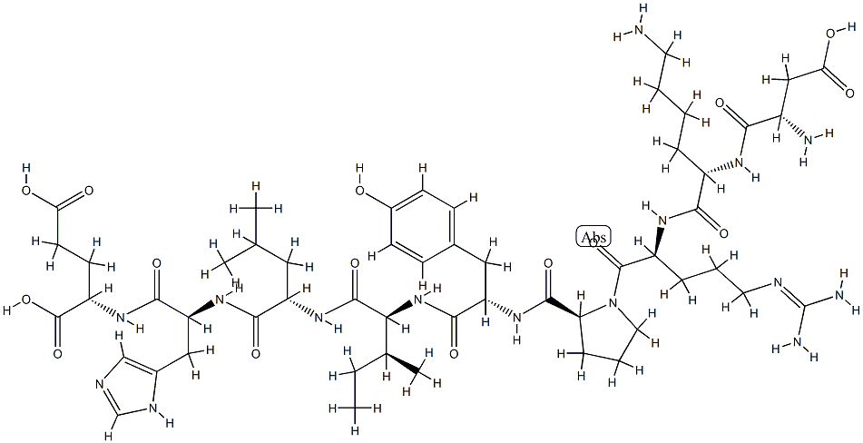 (2S)-2-[[(2S)-2-[[(2S)-2-[[(2S,3S)-2-[[(2S)-2-[[(2S)-1-[(2S)-2-[[(2S)- 6-amino-2-[[(2S)-2-amino-3-carboxy-propanoyl]amino]hexanoyl]amino]-5-( diaminomethylideneamino)pentanoyl]pyrrolidine-2-carbonyl]amino]-3-(4-h ydroxyphenyl)propanoyl]amino]-3-methyl-pentanoyl]amino]-4-methyl-penta noyl]amino]-3-(3H-imidazol-4-yl)propanoyl]amino]pentanedioic acid Struktur