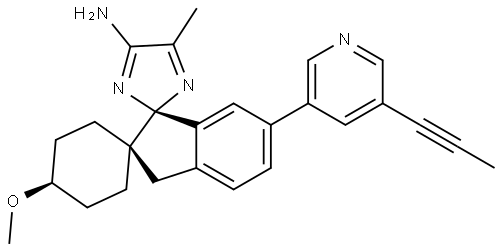 Dispiro[cyclohexane-1,2'-[2H]indene-1'(3'H),2''-[2H]iMidazol]-4''-aMine, 4-Methoxy-5''-Methyl-6'-[5-(1-propyn-1-yl)-3-pyridinyl]-, (1α,1'R,4β)- Struktur