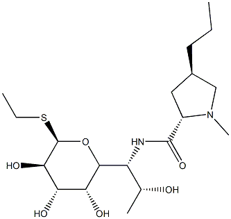 Ethyl 6,8-dideoxy-6-[[[(2S,4R)-1-methyl-4β-propyl-2α-pyrrolidinyl]carbonyl]amino]-1-thio-D-erythro-α-D-galacto-octopyranoside Struktur