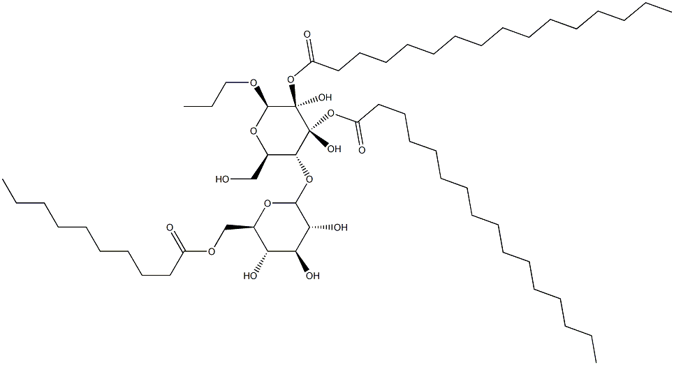 1(3),2-dipalmitoyl-3(1)-(glucopyranosyl-(6-decanoyl)-(1-4)-glucopyranosyl)-glycerol Struktur