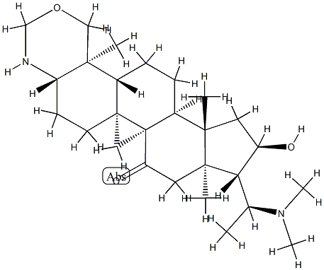 (3α,4β,20S)-20-(Dimethylamino)-11-oxo-2',3,3',4-tetrahydro-4,14-dimethyl-9β,19-cyclo-6'H-5α-pregn-3-eno[3,4-d][1,3]oxazin-16α-ol Struktur